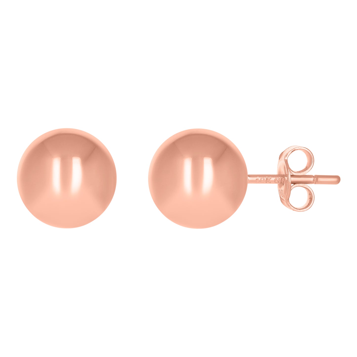 10kt Rose Gold 10mm Ball Stud Earrings