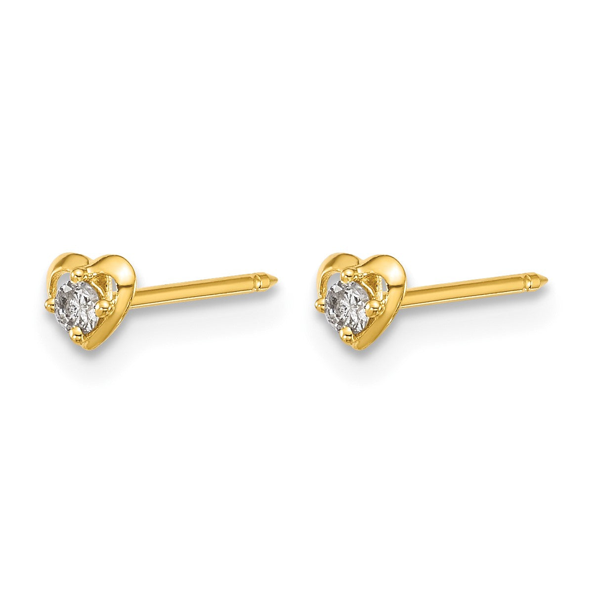Inverness 14k Polished Heart With .03ct Diamond Post Piercing Earrings