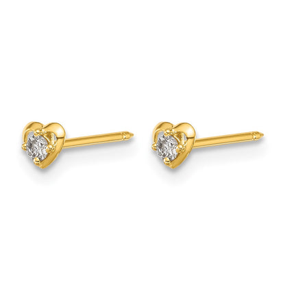 Inverness 14k Polished Heart With .03ct Diamond Post Piercing Earrings