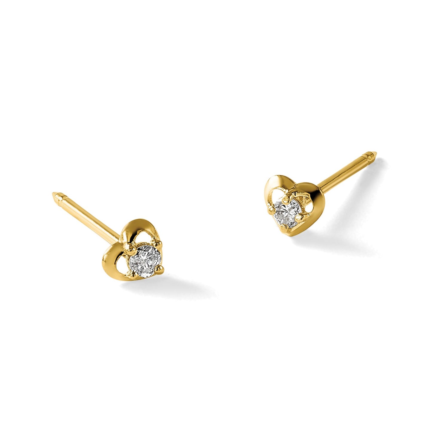 Inverness 14k Polished Heart With .03ct Diamond Post Piercing Earrings