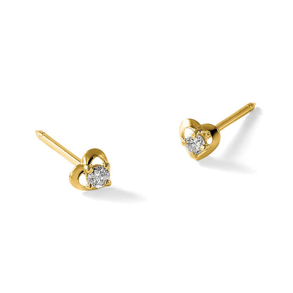 Inverness 14k Polished Heart With .03ct Diamond Post Piercing Earrings