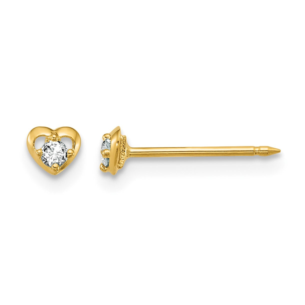 Inverness 14k Polished Heart With .03ct Diamond Post Piercing Earrings