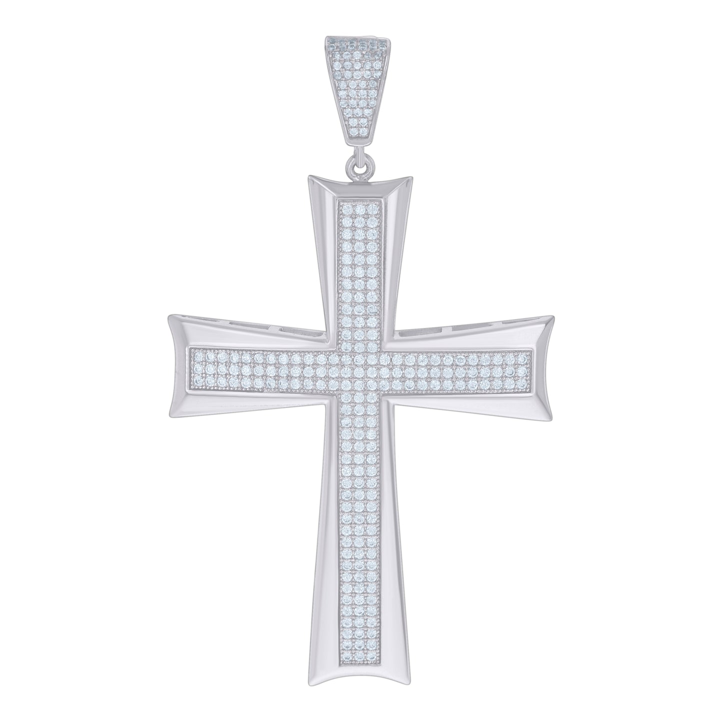 925 Sterling Silver Cubic-Zirconia Cross Religious Charm Pendant