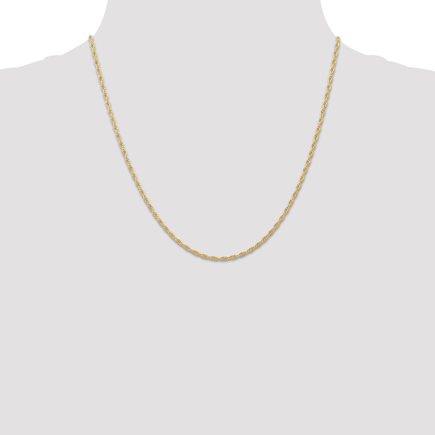 14K 20 inch Carded 1.55mm Cable Rope with Spring Ring Clasp Chain