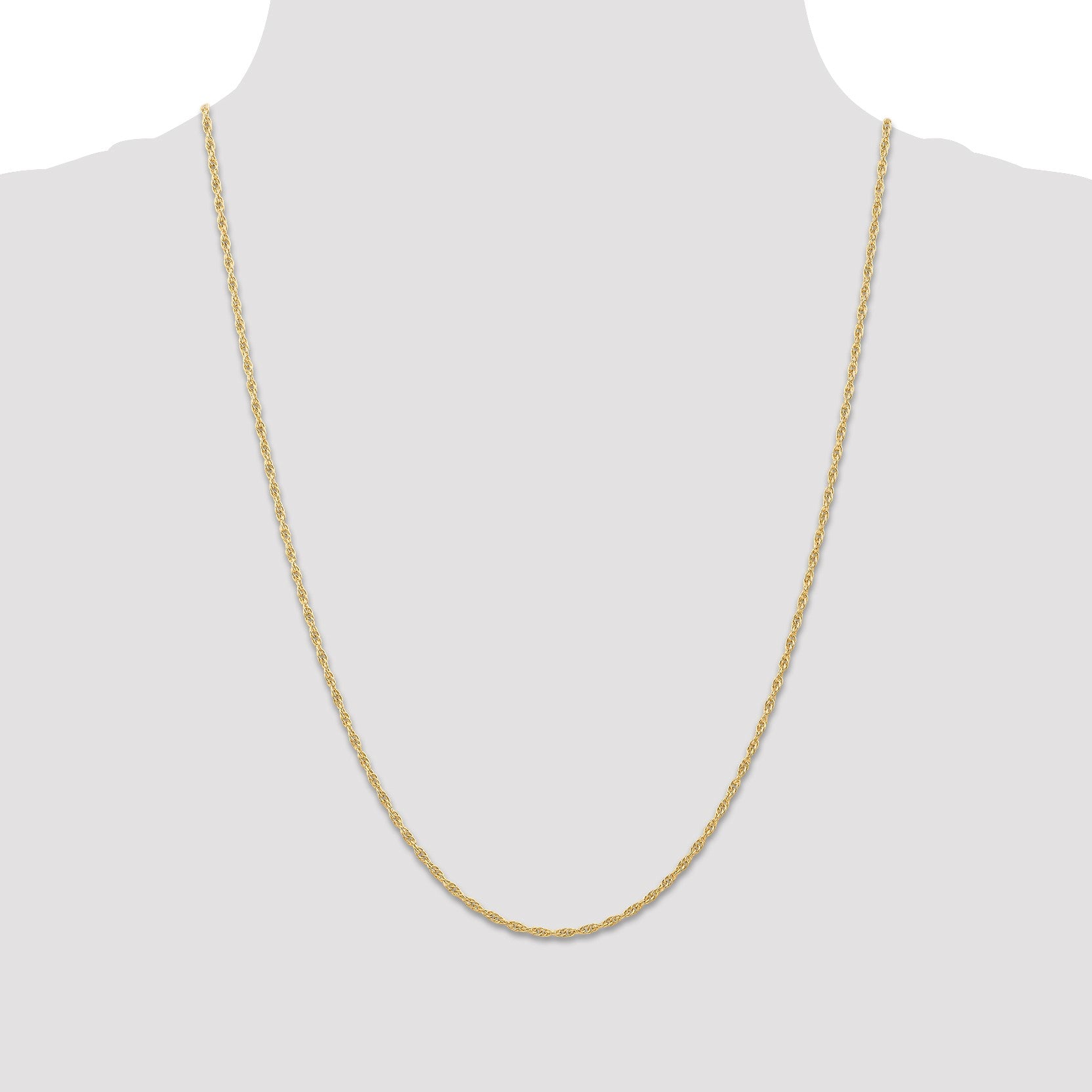 14K 24 inch Carded 1.55mm Cable Rope with Spring Ring Clasp Chain