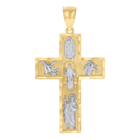 10kt Two-tone Gold Cross Religious Charm Pendant