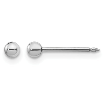 Inverness 14k White Gold 3mm Ball Post Piercing Earrings