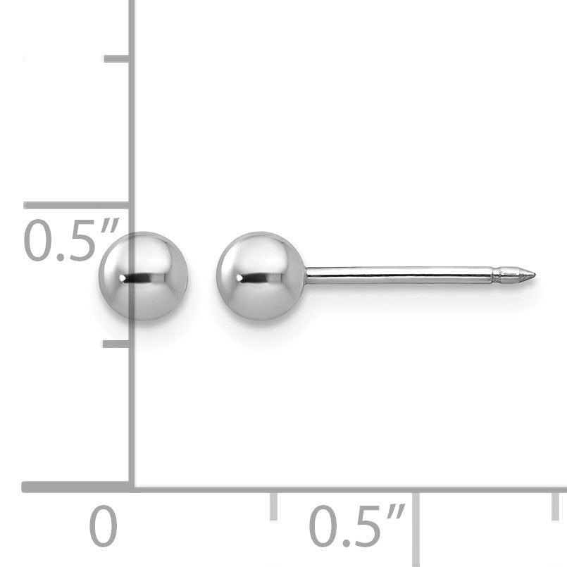 Inverness 14k White Gold 4mm Ball Post Piercing Earrings
