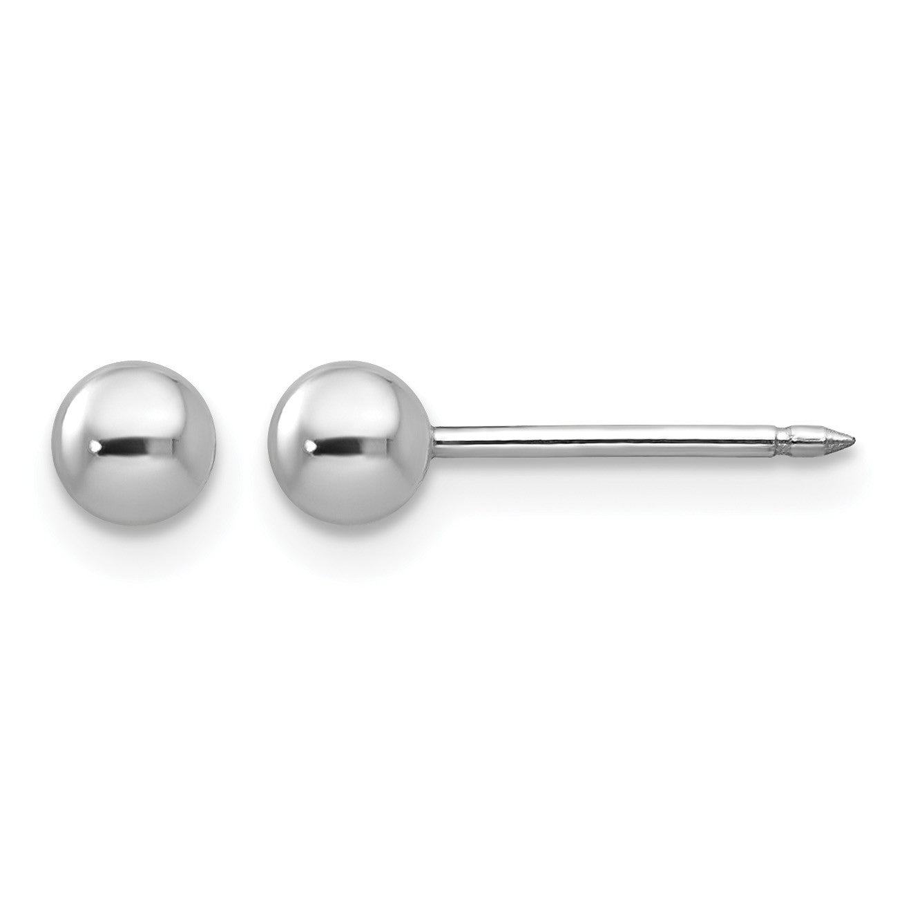 Inverness 14k White Gold 4mm Ball Post Piercing Earrings