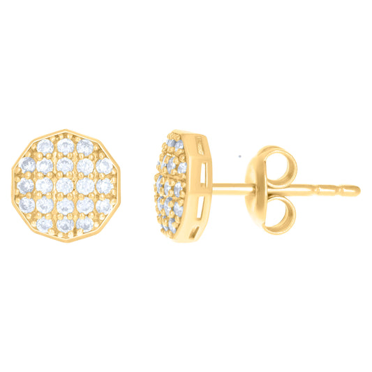 10kt Yellow Gold Cubic-Zirconia Octagon Fashion Stud Earrings