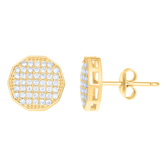 10kt Yellow Gold Cubic-Zirconia Octagon Fashion Stud Earrings