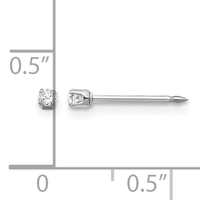 Inverness 14k White Gold 2mm CZ Post Piercing Earrings