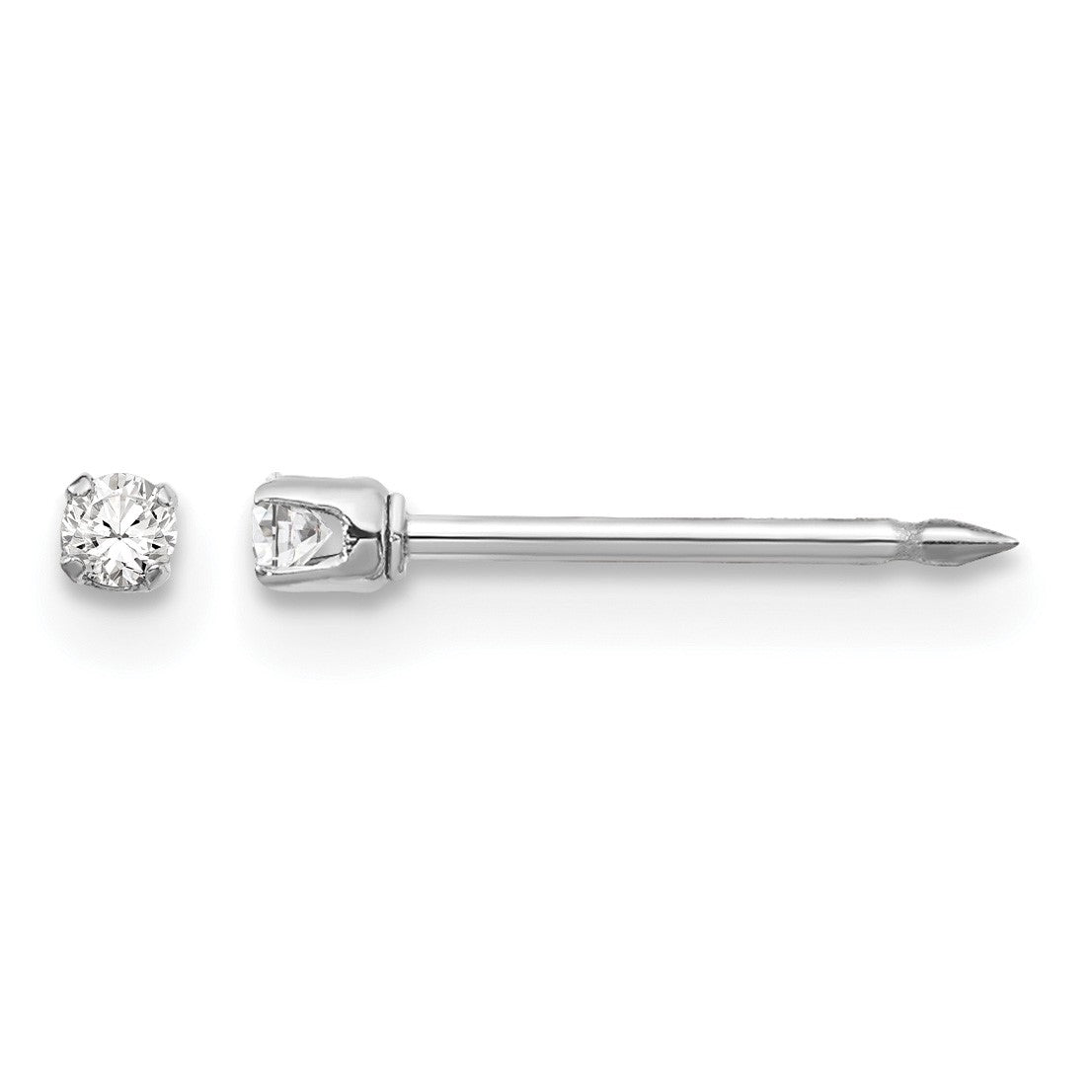 Inverness 14k White Gold 2mm CZ Post Piercing Earrings