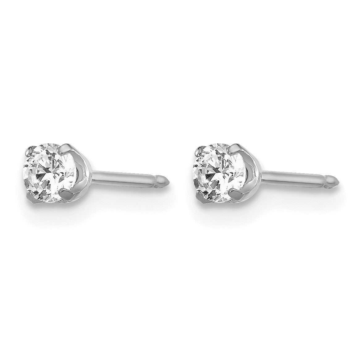 Inverness 14k White Gold 3mm CZ Stud Short Post Piercing Earrings