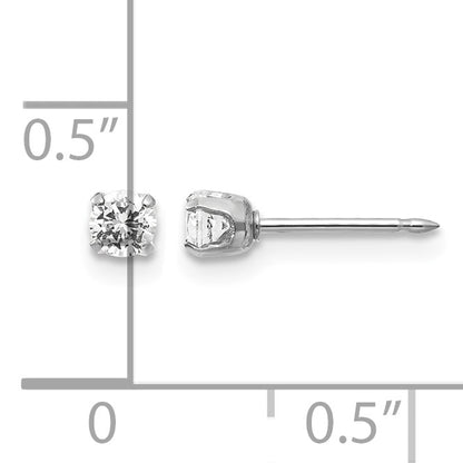 Inverness 14k White Gold 3mm CZ Stud Short Post Piercing Earrings