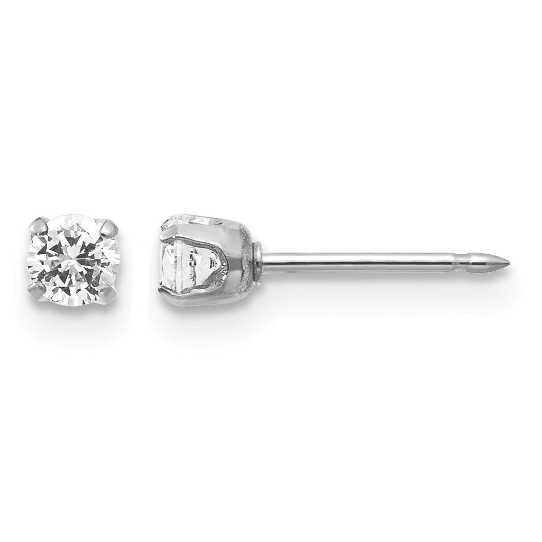 Inverness 14k White Gold 3mm CZ Stud Short Post Piercing Earrings