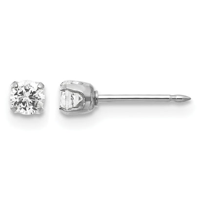Inverness 14k White Gold 3mm CZ Stud Short Post Piercing Earrings