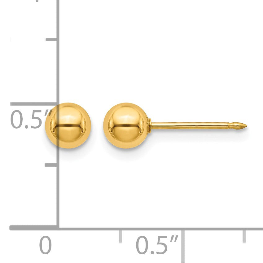 Inverness Stainless Steel 24K Gold-plated 5mm Ball Post Piercing Earrings