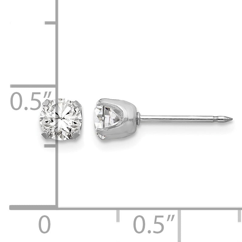 Inverness 14k White Gold 4.25mm CZ Post Piercing Earrings