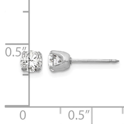 Inverness 14k White Gold 4.25mm CZ Post Piercing Earrings