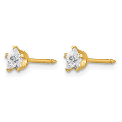 Inverness 14k 4mm Star CZ Post Piercing Earrings