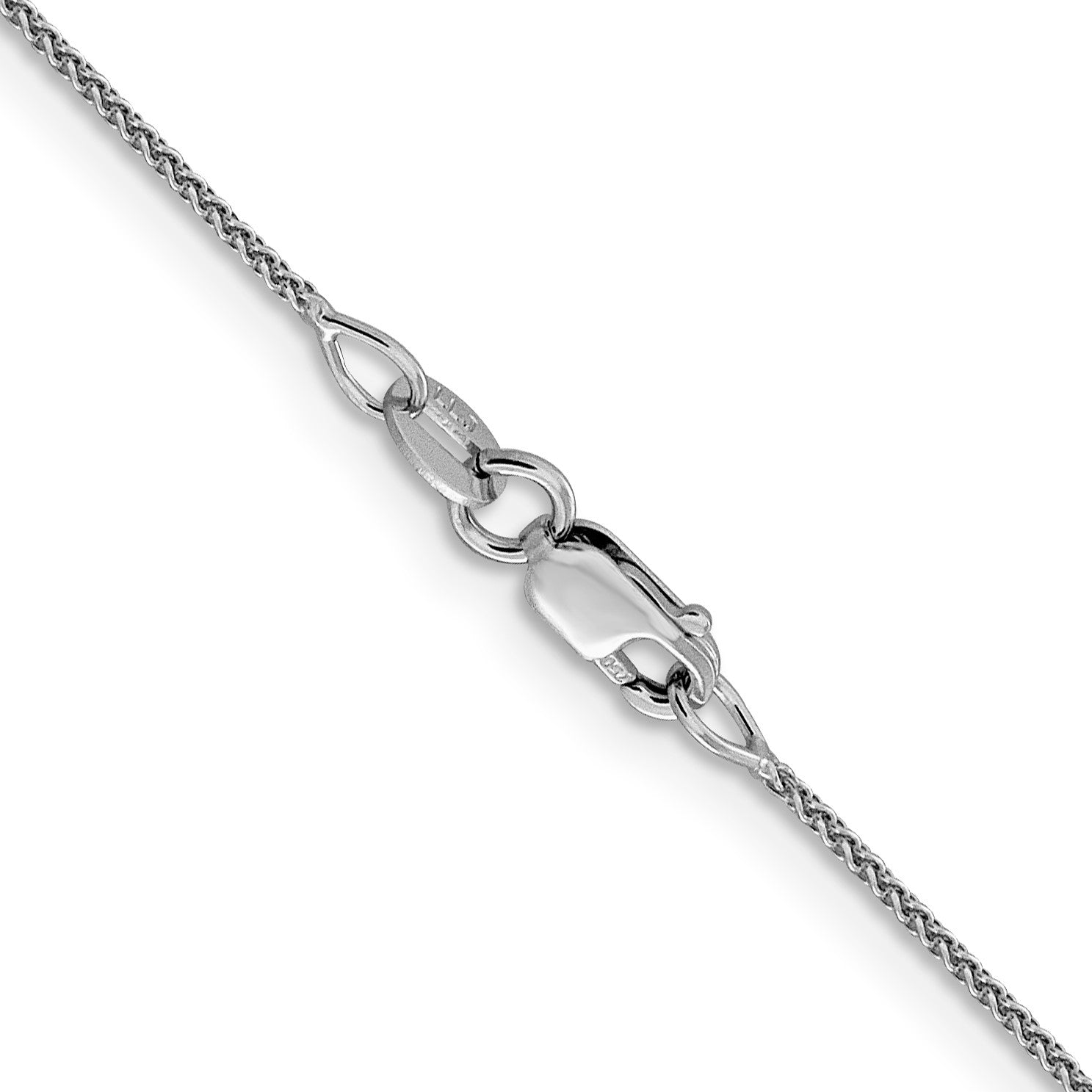 18K White Gold 16 inch 1mm Diamond-cut Spiga with Spring Ring Clasp Chain