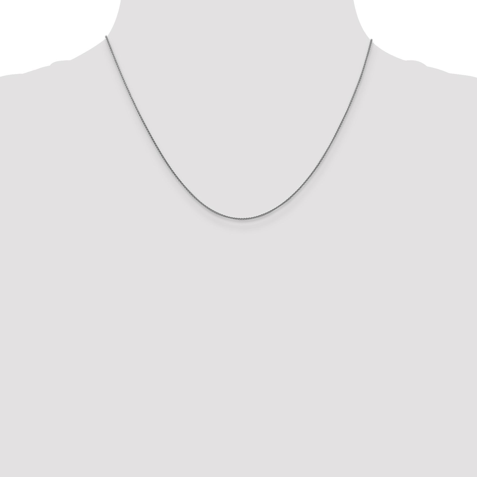18K White Gold 18 inch 1mm Diamond-cut Spiga with Spring Ring Clasp Chain