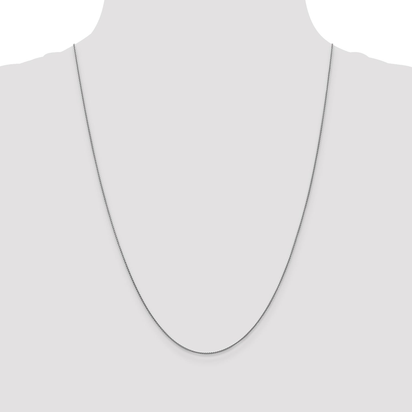 18K White Gold 24 inch 1mm Diamond-cut Spiga with Spring Ring Clasp Chain