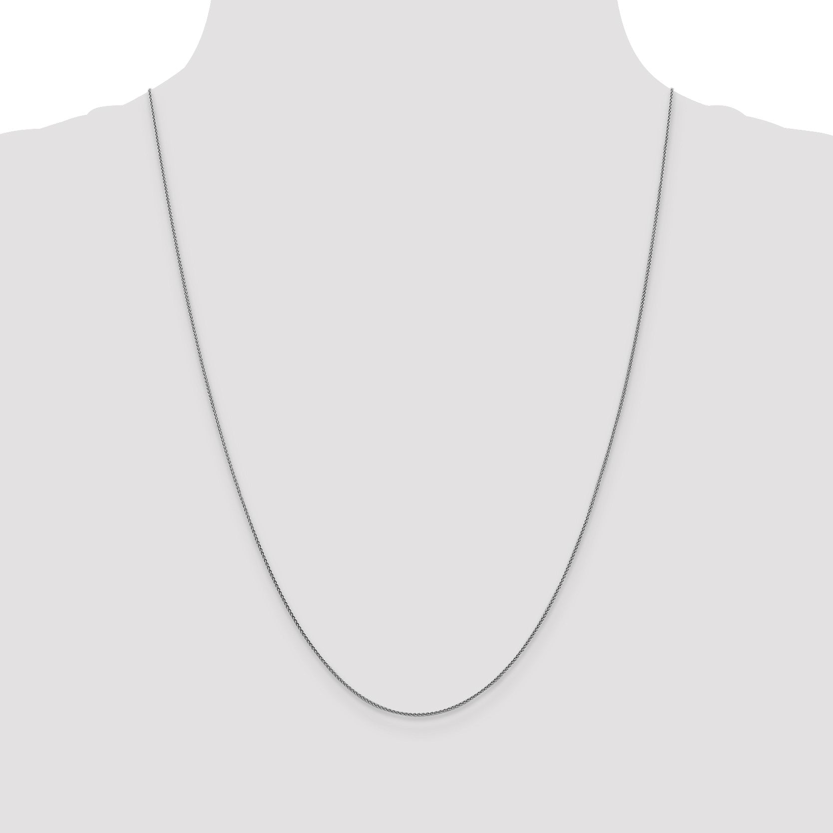 18K White Gold 24 inch 1mm Diamond-cut Spiga with Spring Ring Clasp Chain