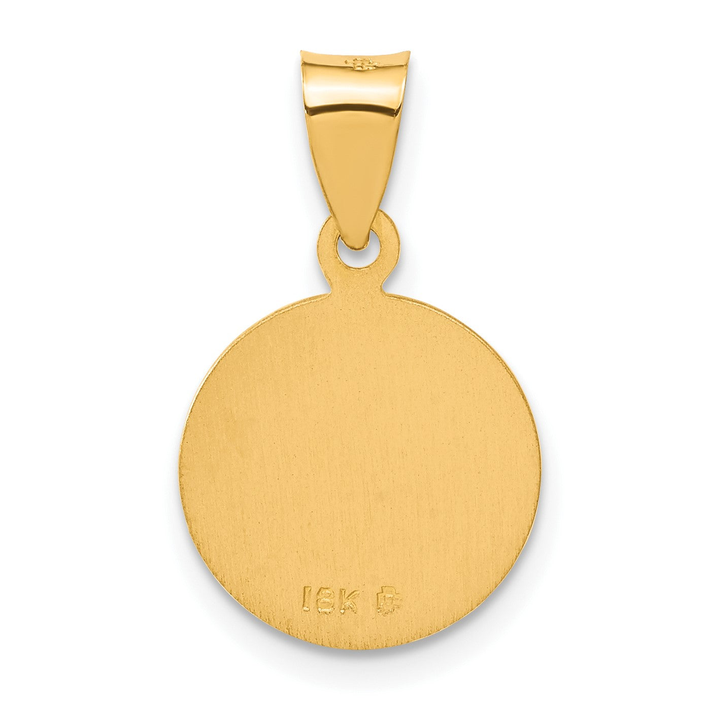 18k Polished and Satin Saint Christopher Medal Round Pendant
