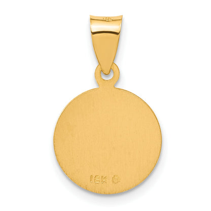 18k Polished and Satin Saint Christopher Medal Round Pendant
