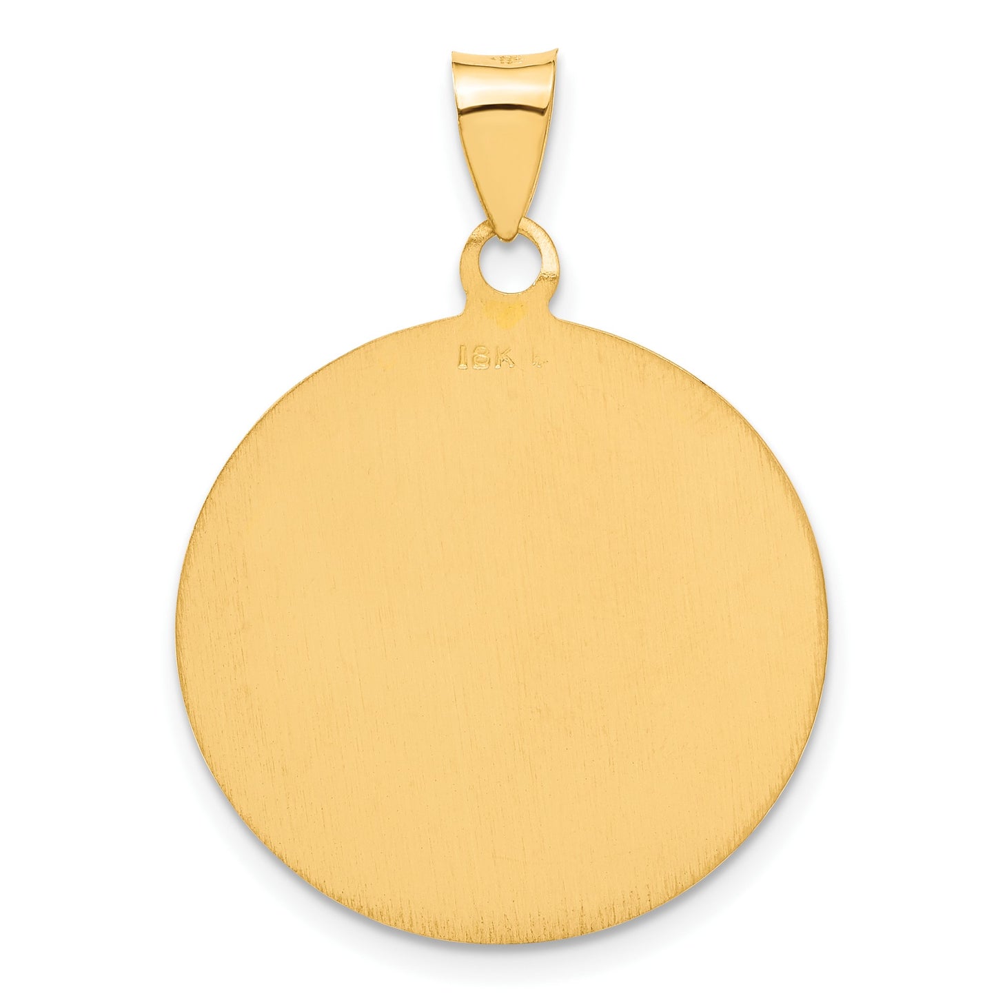 18k Polished and Satin Solid Large Saint Christopher Medal Round Pendant