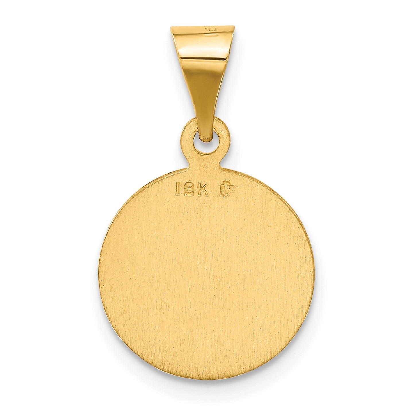 18k Polished and Satin Solid Our Lady of Perpetual Help Medal Round Pendant