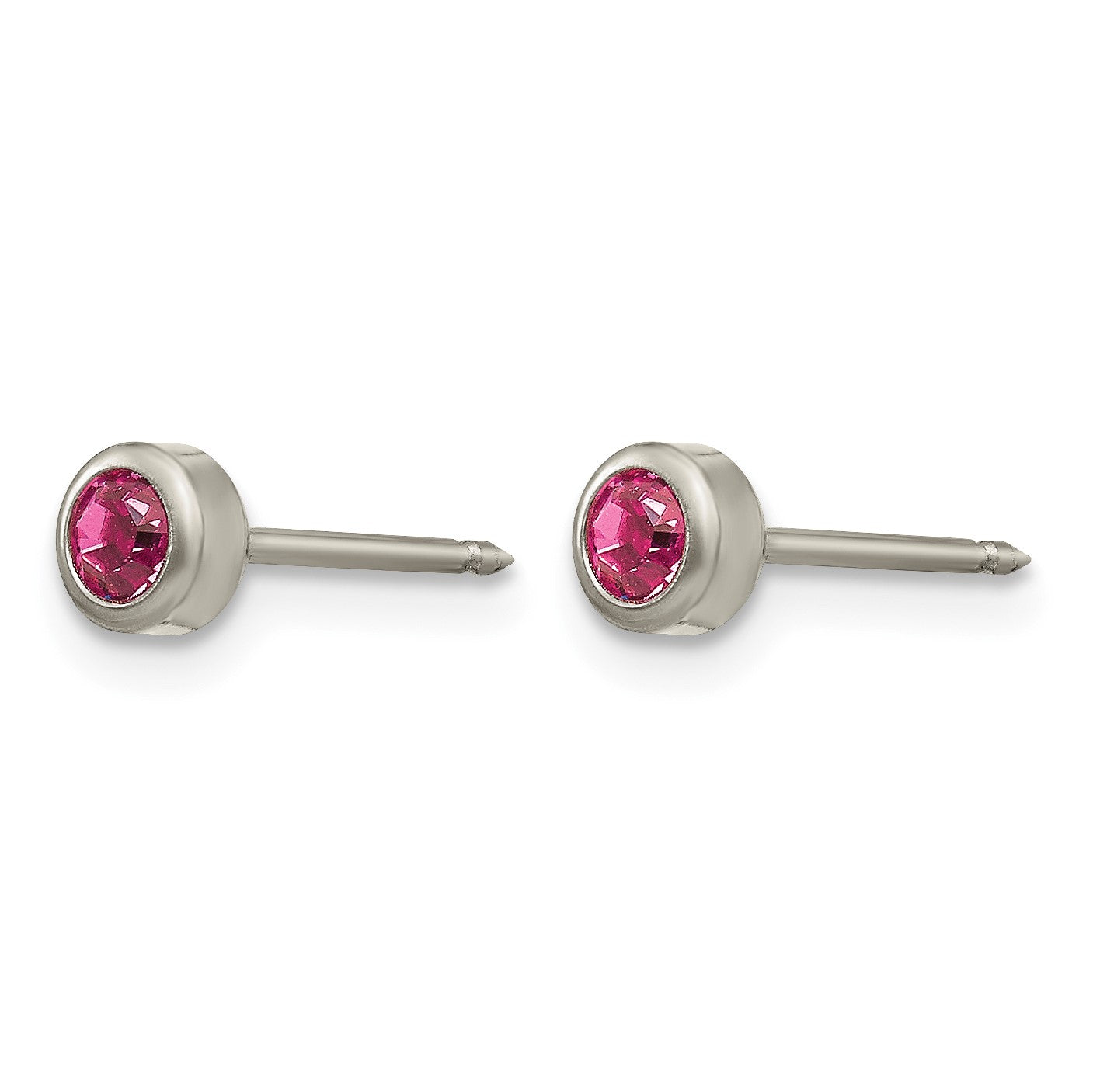 Inverness Titanium 4mm Rose Crystal Bezel Post Piercing Earrings