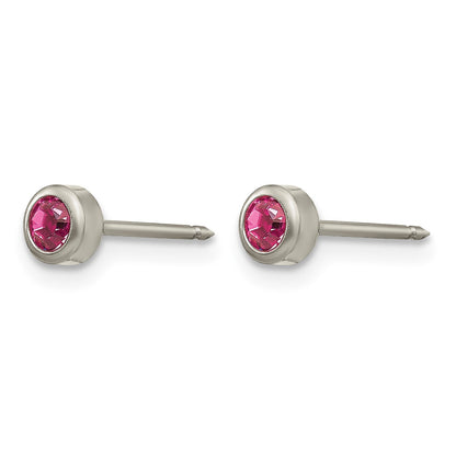 Inverness Titanium 4mm Rose Crystal Bezel Post Piercing Earrings
