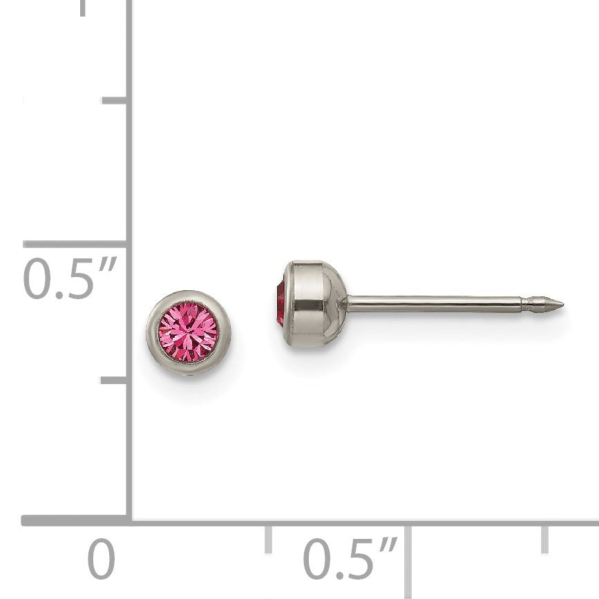 Inverness Titanium 4mm Rose Crystal Bezel Post Piercing Earrings