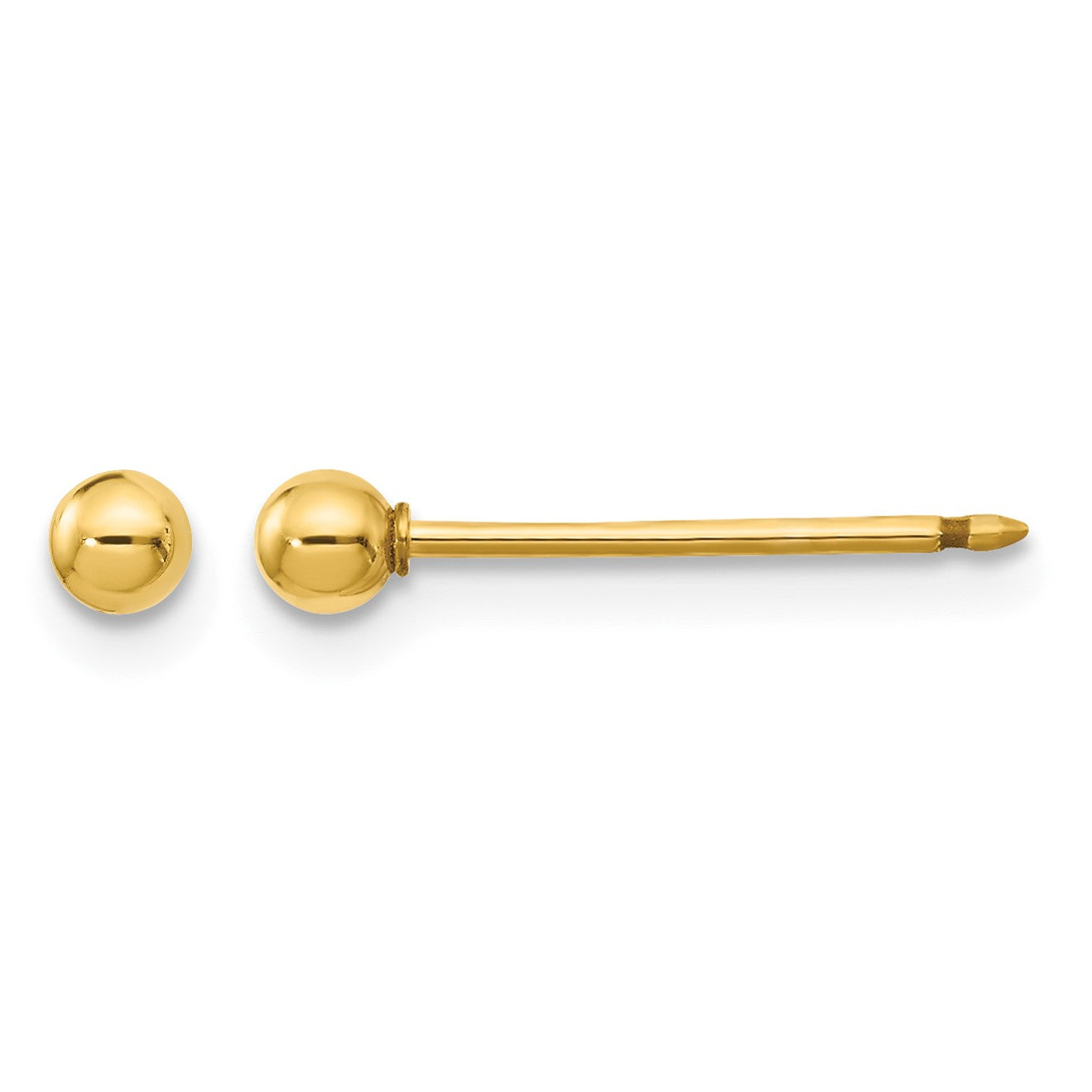 Inverness 14k Polished 3mm Ball Long Post Piercing Earrings