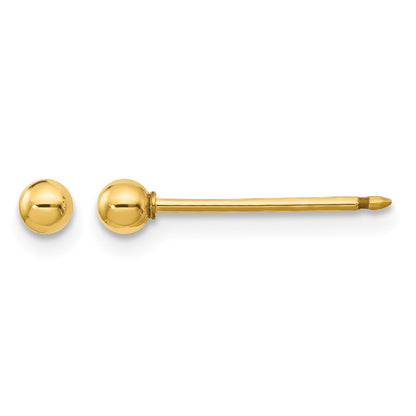 Inverness 14k Polished 3mm Ball Long Post Piercing Earrings