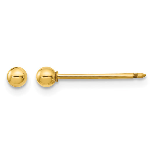 Inverness 14k Polished 3mm Ball Long Post Piercing Earrings