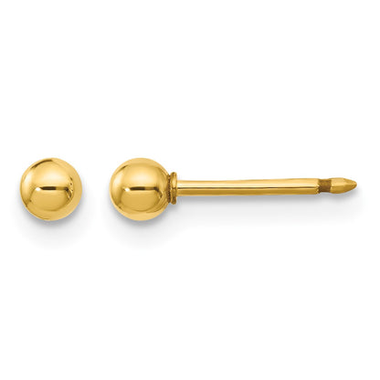 Inverness 14k Polished 3mm Ball Short Post Piercing Earrings