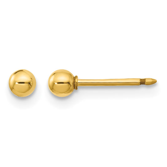 Inverness 14k Polished 3mm Ball Short Post Piercing Earrings