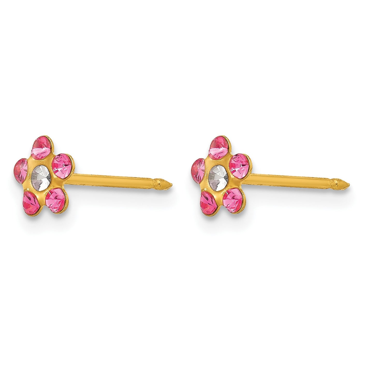 Inverness 14k Rose and Aurora Borealis Crystal Flower Post Piercing Earrings
