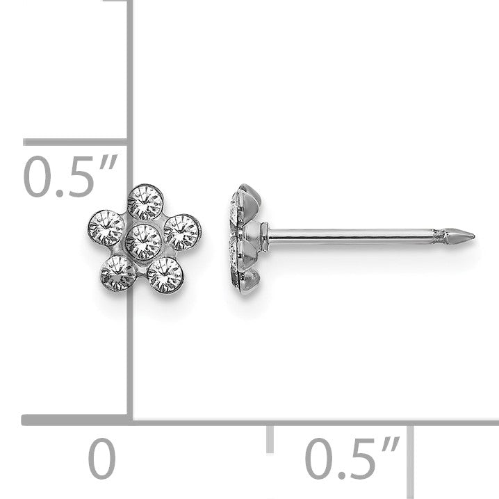 Inverness 14k White Gold Clear Crystal Flower Post Piercing Earrings