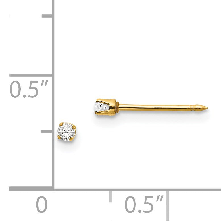 Inverness 14k 2mm CZ Post Piercing Earrings