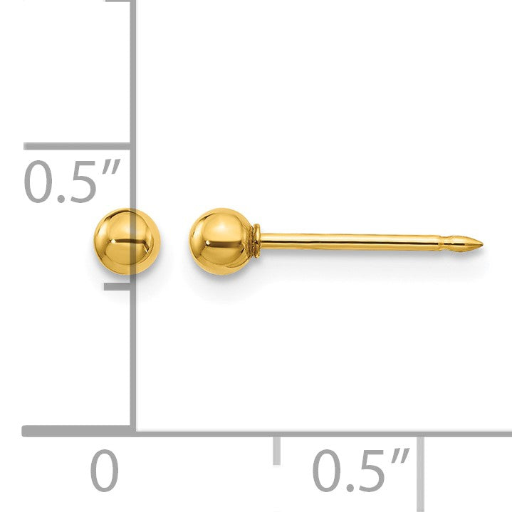 Inverness 18k 3mm Ball Post Piercing Earrings