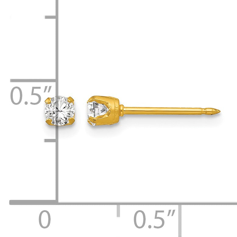 Inverness 18k 3mm CZ Post Piercing Earrings
