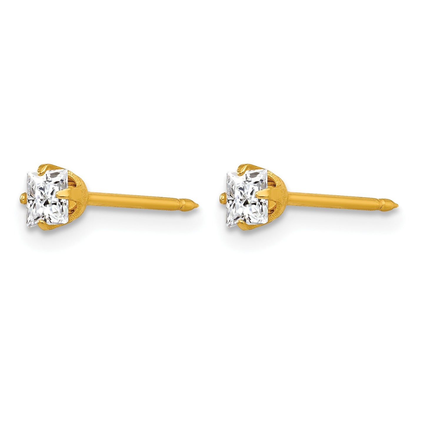 Inverness 18k 3mm Square CZ Post Piercing Earrings
