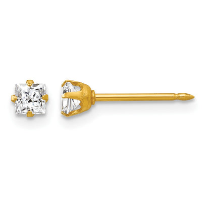 Inverness 18k 3mm Square CZ Post Piercing Earrings