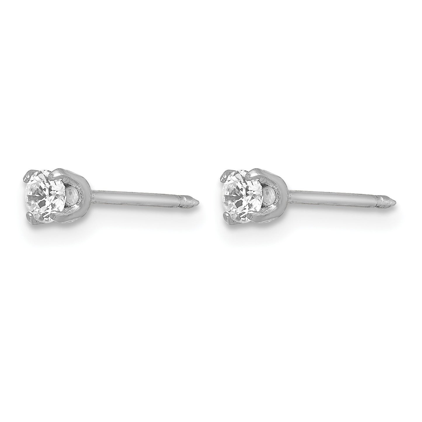 Inverness 18k White Gold 3mm CZ Post Piercing Earrings