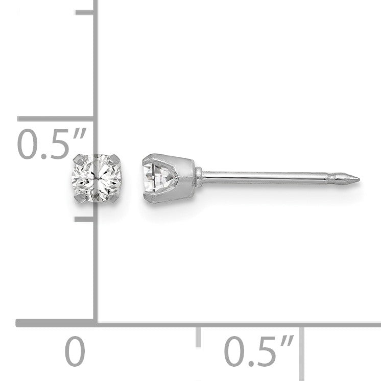 Inverness 18k White Gold 3mm CZ Post Piercing Earrings